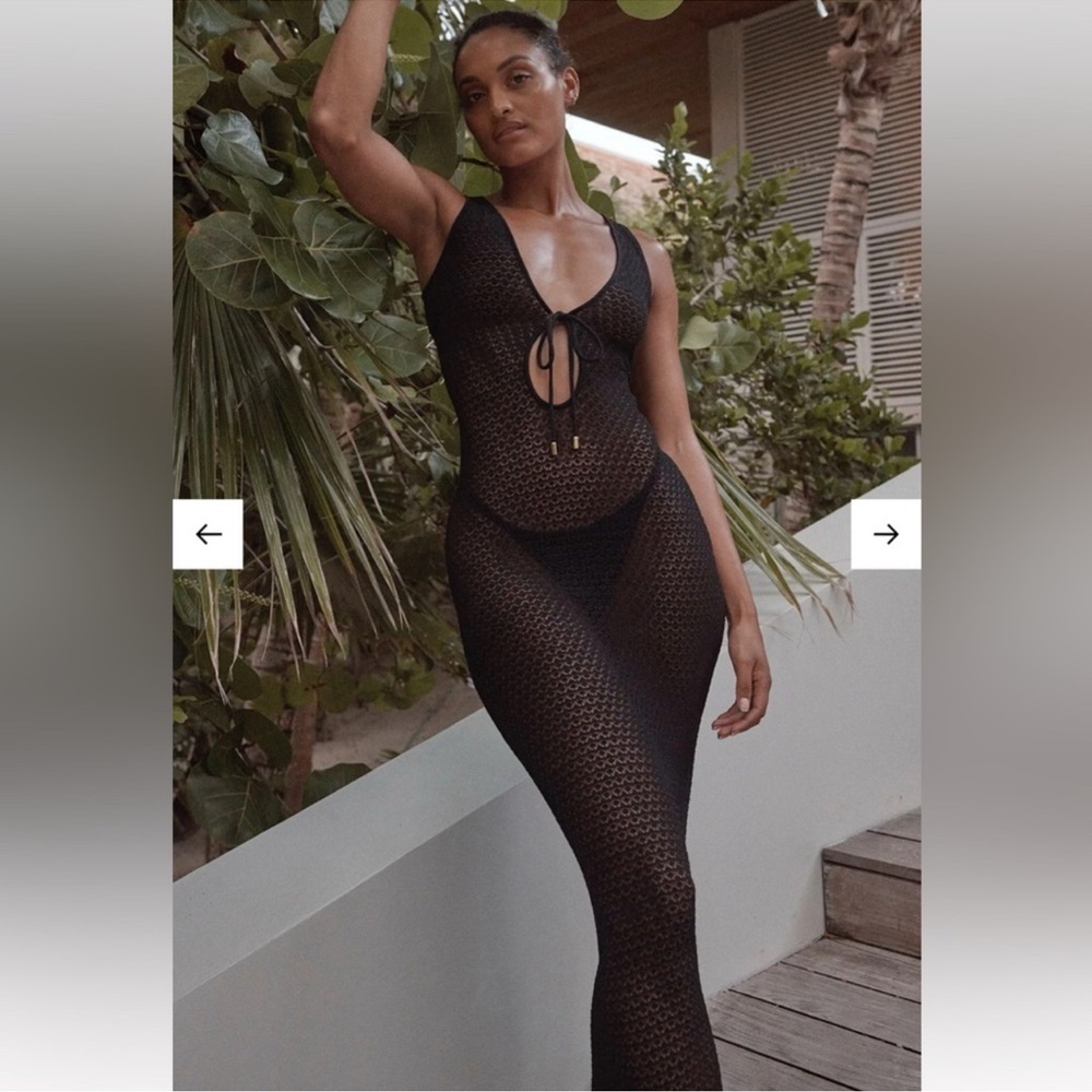 Monday Swimwear Monte Carlo Tie Dress Black Lace Crochet - Picture 3 of 12